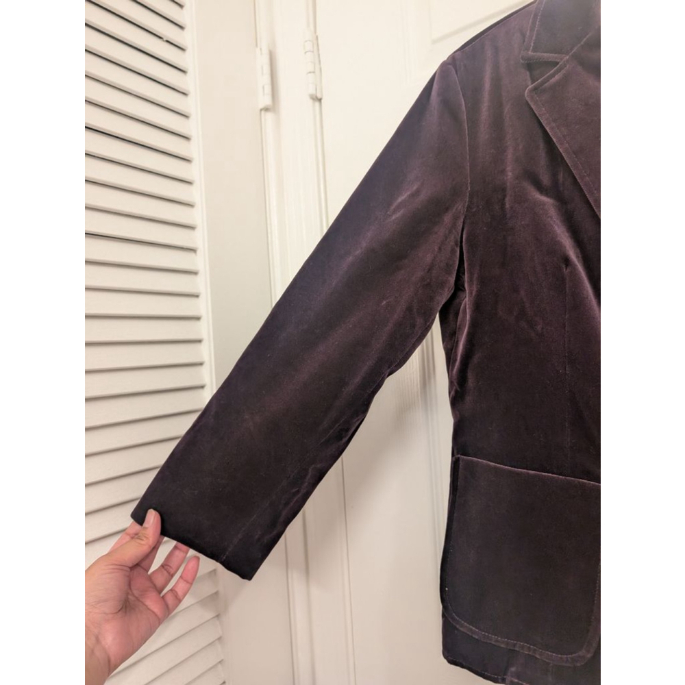 Vintage Purple Velvet Blazer 2-Button Patch Pocket Suit Jacket Dark Academia 16 - Picture 5 of 10